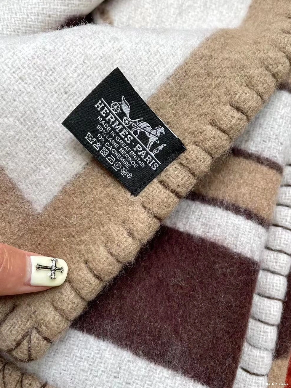 HERMES BLANKET TATERSALE WOOL THROW 0804